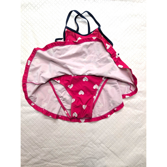 Old Navy Girls Size 5T Tankini Bikini Swim Top & Skirted Bottom Set Red Hearts - Picture 3 of 5